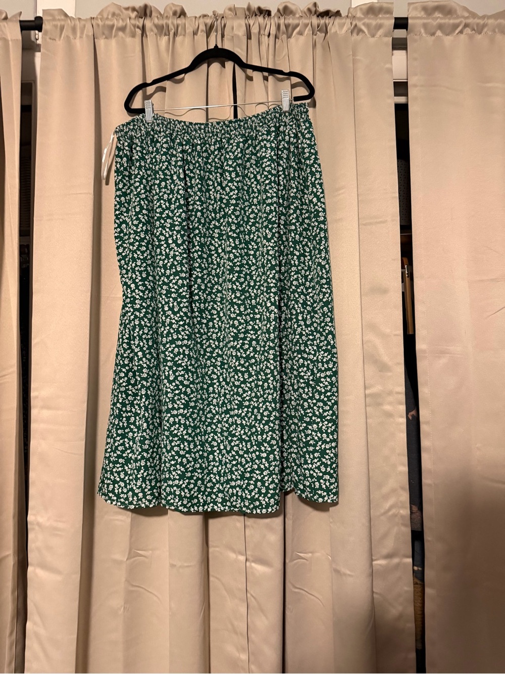 Green Floral A-Line Skirt